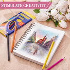 Sketch Book with 12 Color Pencil Set, 90 Sheets Spiral Sketchbook for Drawing (68lb/100gsm), Acid-Free Sketch Pad for Kids Artist, Art Paper Drawing Supplies for Gifts(Pink)