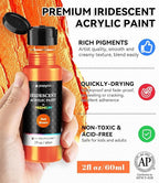 52 PCS Iridescent Acrylic Paint Set with 12 Brushes, 2 Knives & Palette, 36 Colors (2oz/60ml) Art Craft Paint for Adults Kids Artists Beginners, Halloween Pumpkin Canvas Ceramic Rock Painting Kit