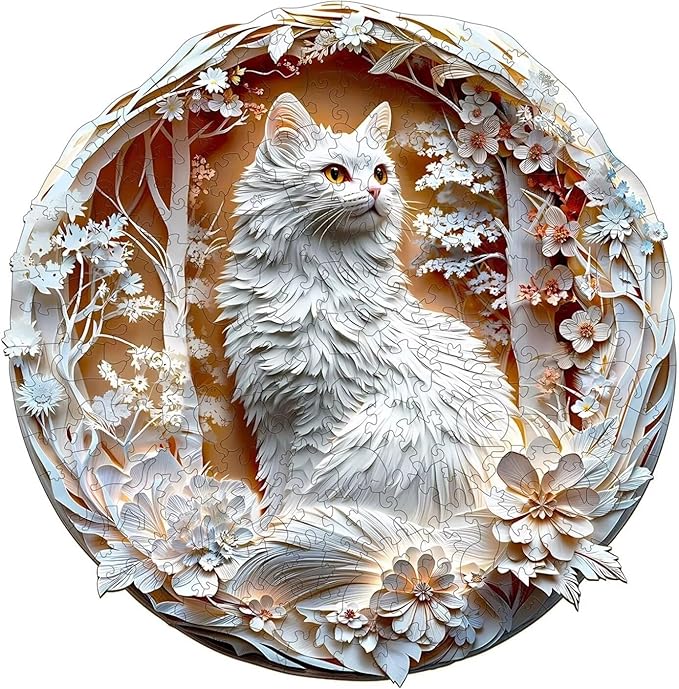 Wooden Puzzles Adults, 3D Cats Wooden Puzzles 100 Pieces, Unique Animal Shaped Wood Challenging Jigsaw Puzzles Gifts for Adults, 8.5x8.5in