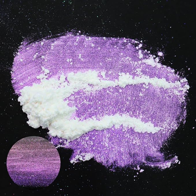 Matio Chameleon Mica Powder, 1.06oz/ 30g Cosmic Rainbow White Chrome Powder, Pearlescent Effect Color Shift Pigment for Resin Craft, Soap Candle Dye, Nail Art, Makeup, Bath Bomb,Paint,Slime Pigment