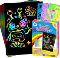 ZMLM Scratch Art Crafts Boys Gifts, 60 Rainbow Scratch Paper Art Gifts for 3 4 5 6 7 8 9 10 Years Old Girls and Boys Kids, Arts and Crafts for Kids 4-6 Birthday Toys and Games Activities Gift (Blue)