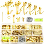 372 PCS Picture Hanging Kit, Christmas Decorations Indoor Outside Picture Hangers, Heavy Duty Picture Frame Mirror Wall Hanging Hardware Hooks Kit with Nails Sawtooth for Hanging Picture