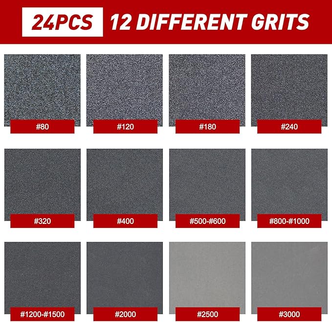 24 Pcs Sanding Sponge 3000 Grit, Washable & Reusable Sanding Blocks for Wood, Metal, Drywall, Glazing, Wet Dry Sandpaper for Smooth Finishing