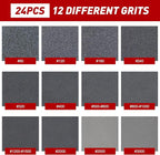 24 Pcs Sanding Sponge 240 Grit, Washable & Reusable Sanding Blocks for Wood, Metal, Drywall, Glazing, Wet Dry Sandpaper for Smooth Finishing