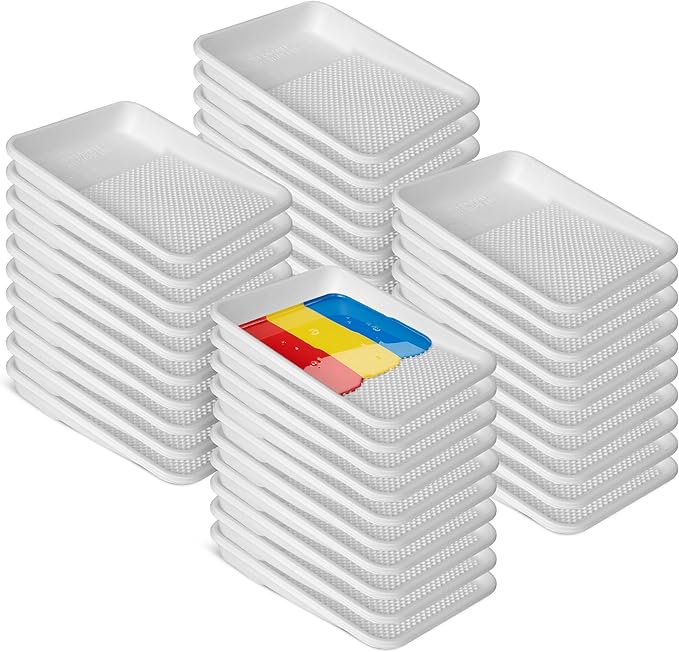Paint Tray Liners, 1-Qt. Paint Capacity, Overlapping Edges, Fits 9' Metal Trays, Dotted Ramp for Easy Rolling, (40 Pack)