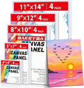 Canvas Boards for Painting 20 Pack, 4 of Each 4x4, 5x7, 8x10, 9x12,11x14 Primed White Art Canvas Panels for Acrylic, Oil Paint, Watercolor