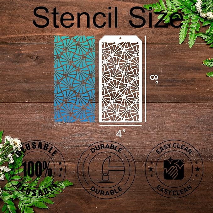 Stencils for Crafts Reusable Texture Stencils for Painting 8x4inch Background Stencil Drawing Templates for Wood Canvas Furniture Scrapbooking
