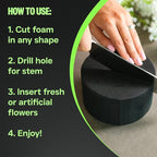 XCEL Floral Foam Blocks - Reusable, Weather Resistant Foam - Perfect for Fresh & Artificial Flower Arrangements, Crafts, Planter Boxes, Home Decor & More - 6-Pk, Black (5” x 3”, Round)