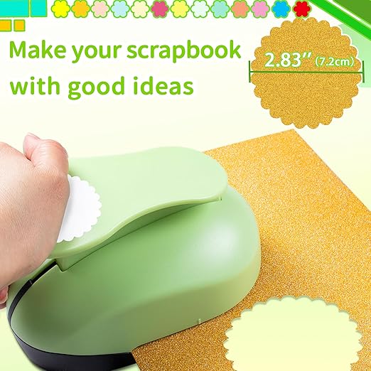 Scalloped Circle Punch, Scalloped Circle Paper Punch, ScallopedHole Punches, Wave Circles Craft Punches, 2.8 Inch Hole Puncher Shape, Wave Circles Puncher for Paper Crafts Scrapbook Card Making