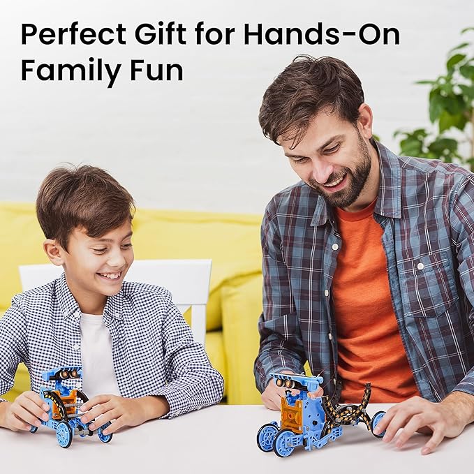 Sillbird Solar Building Robot Kit STEM Gift for Boys Aged 8-13, DIY Science Educational Toys for Kids Teens Birthday, 12-in-1 Solar or Battery Powered Robotic Set with 197 Pieces