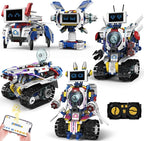 5-in-1 STEM Robot Building Kit for Kids Ages 8-16, Remote & App Controlled, Rechargeable Engineering Learning DIY Coding Toy, Educational Building Blocks Gift for Girls & Boys (603 PCS)