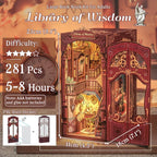 Fsolis Book Nook Kits, DIY Miniature House Kit 3D Puzzles for Adults Tiny House Mini Craft Bookshelf Nook Decor Gifts for Women Teenagers Book Lovers (Library of Wisdom)