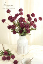 Floroom 5pcs Burgundy Faux Silk Mums Artificial Flowers, Bulk Fake Small Mini Chrysanthemums with Stems for DIY Wedding Centerpieces Floral Arrangements Vase Fillers Home Decorations