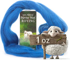 Desert Breeze Distributing 100% Natural Merino Wool Roving - Premium Combed Top Merino Roving Wool - Tapestry, Spinning, Wet Felting & Needle Felting Supplies - 21.5 Micron - 1 oz, Color Blue