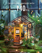 Rolife DIY Miniature Greenhouse Kit, Tiny/Mini House Making Kit with Furniture for Adults, Furniture, Halloween/Christmas Decorations, Gifts for Family and Friends (Cathy's Greenhouse)