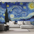 wall26 Wall Sticker/Wall Mural Starry Night by Vincent Van Gogh Dutch Impressionism, Not Peel and Stick, Non-Woven Wallpaper Decorative for Bedroom, Living Room, Office - 96x144 inches