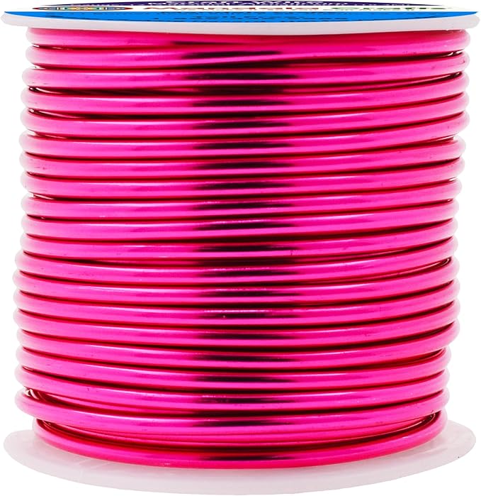 Mandala Crafts 12 Gauge Anodized Aluminum Craft Wire for Jewelry Making - 60 FT Colored Flexible Hot Pink Wire - Bendable for Bonsai Armature Crafting Sculpting