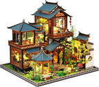Spilay DIY Miniature Dollhouse Kit,DIY Dollhouse Kit with Wooden Furniture,Dust Proof Cover, Music Box and LED,Handmade Crafts Gifts for Birthday Christmas and Valentine's Day（P019）