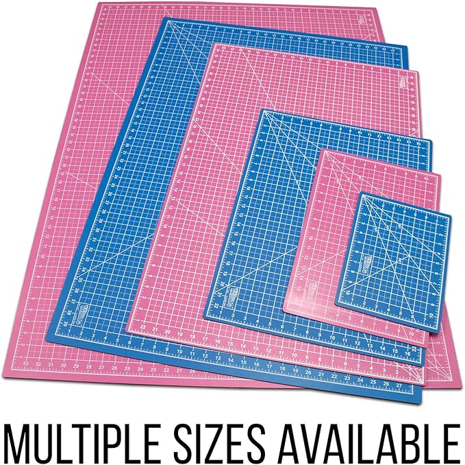 U.S. Art Supply 24" x 36" Self-Healing Cutting Mat 5-Ply - Double-Sided Pink/Blue Craft Mat, Non-Slip Cutting Mats for Crafts, Sewing, Quilting, Scrapbooking