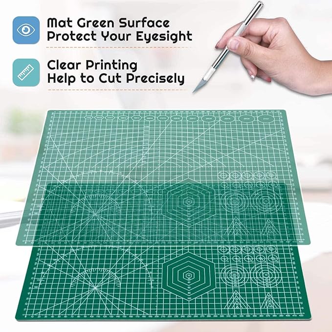 anezus Self Healing Sewing Mat, 12inch x 18inch Rotary Cutting Mat Double Sided 5-Ply Craft Cutting Board for Sewing Crafts Hobby Fabric Precision Scrapbooking Project