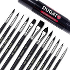 Watercolor Brushes Professional, DUGATO 12pc Artist Paint Brush Set - Synthetic Bristles (Round, Flat, Liner, Oval) for Watercolor Gouache Inks Painting