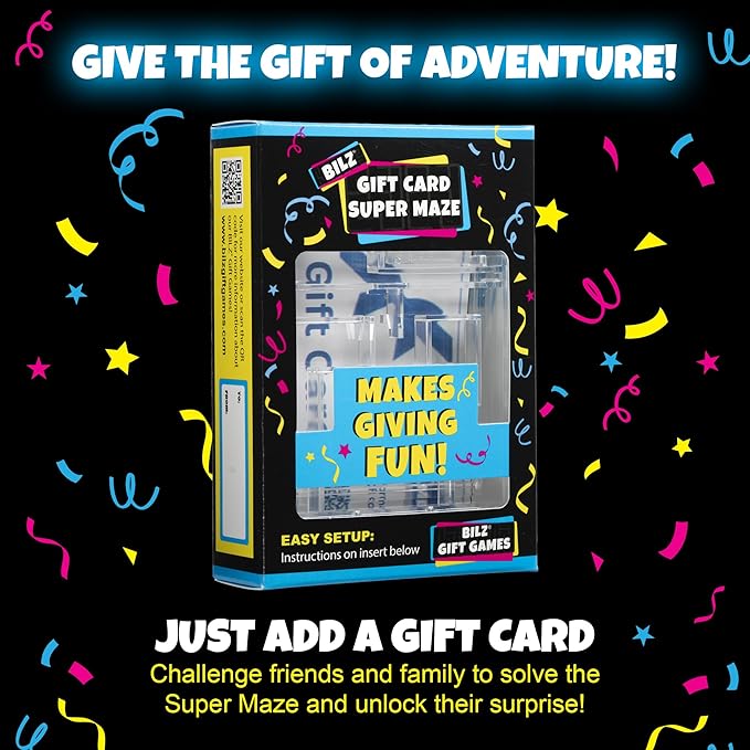 BILZ® Super Maze | Gift Card Puzzle Game for Ages 8+ | Made in USA | Easy Fun Setup | Fits Gift Cards, Cash (Folded), and Notes | Great for Graduations, Christmas, & Birthdays