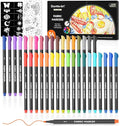 Shuttle Art 36 Colors Fabric Markers, Permanent Shirt Markers for Clothes Sneakers Jeans with 11 Stencils 1 Fabric Sheet, Fabric Pens for Kids Adult Painting Writing