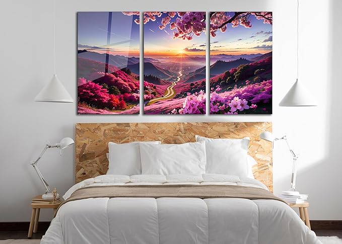 SpiritualHands Scenery Tempered Glass Wall Art Painting for Living Room, Tempered Glass Modern Prints Decor, Large Vivid Color Panel for Bedroom, Kitchen, or Office