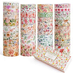 32 Rolls Washi Tape Set, Colored Floral Decorative Masking Tape, Artists Tapes for Journaling, Junk Journal, DIY Craft Projects, Scrapbooking Supplies Decor