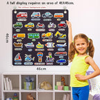 Felt Transportation Vehicles Learning Pieces,48 Felt Flannel Board Pieces,Air Land Sea Airplane Learning for Toddlers for Kindergarten,Preschool,Toddlers