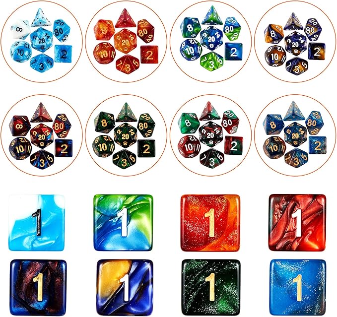 Coyeekn DND Dice Set, 25 x 7 (175 Pieces) Polyhedron Dice 25 Colors Dice for Dungeons and Dragons Tabletop Role-Playing Games with 1 Large Flannel Bag