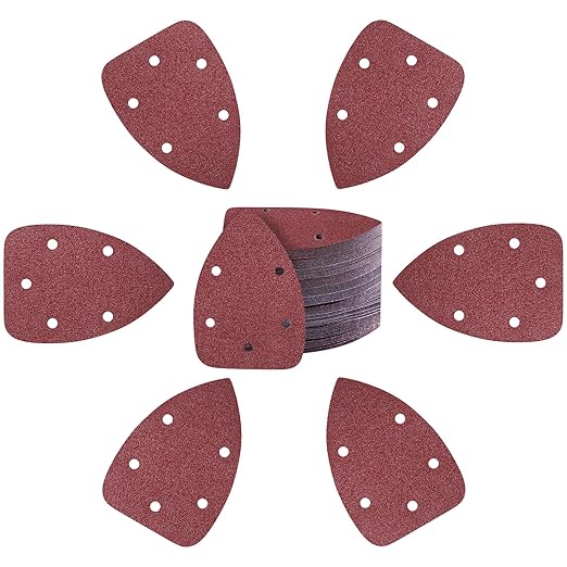 100-Pack Mouse Sandpaper (5-Hole) 60 Grit for Mouse Detail Sanders, Premium Aluminum Oxide, Easy to Replace, Ideal for Woodworking, Furniture Refinishing, and Crafting