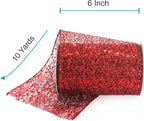 CT CRAFT LLC Sparkling Glitter Mesh Wired Ribbon 6" x 10 Yards Red for Christmas Home Decor Bow Gift Wrapping DIY Crafts Wreath