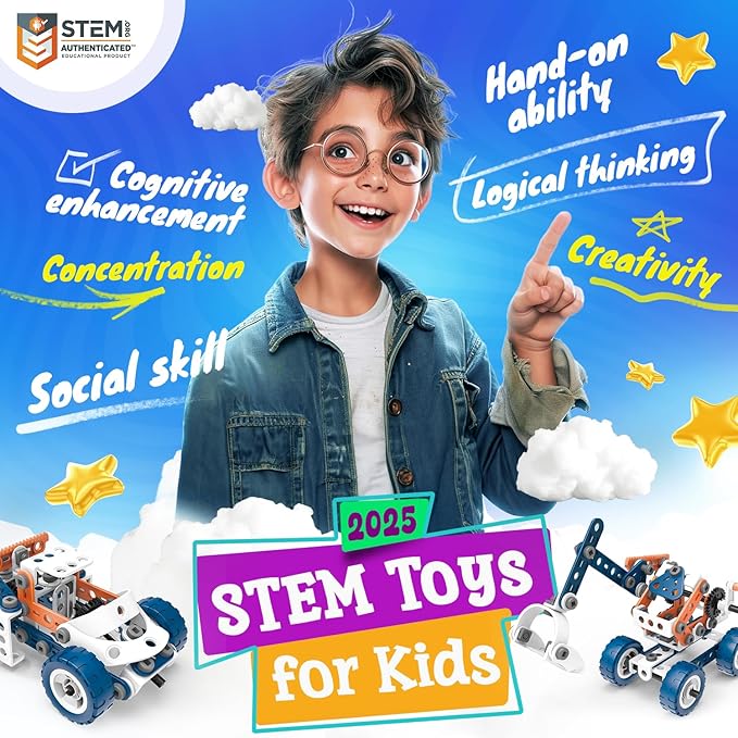 SMIESSKIDDO 12 in 1 STEM Toys, 152 PCS Building Toys for Kids Ages 4-8 5-7 6-8 Educational Activities for Boys 4-6 8-10 Construction Creative Games Birthday Gifts for 4 5 6 7 8+ Year Old Boy Girl