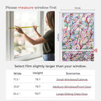Window Privacy Film Rainbow Film Stained Glass 3D Static Cling Decorative Window Sticker for Bathroom,Front Door,Home Heat Control UV Blocking Non Adhesive,Peach Blossom 23.6 x 78.7inches