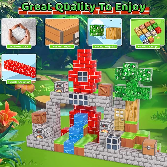 1 inch Magnetic Blocks - 100PCS Magnetic Toy Set, STEM Montessori Sensory Toys for 3+ Year Old Boys & Girls, Creative Construction Toys Gift for Toddlers Kids