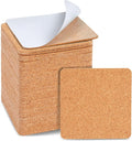 Juvale Square Cork Tiles - 50 Pack, 3.7 x 3.7 in, 1.5 mm Thick, Brown - Adhesive Cork Backing for Coasters & DIY Projects - Craft Supplies for Adults
