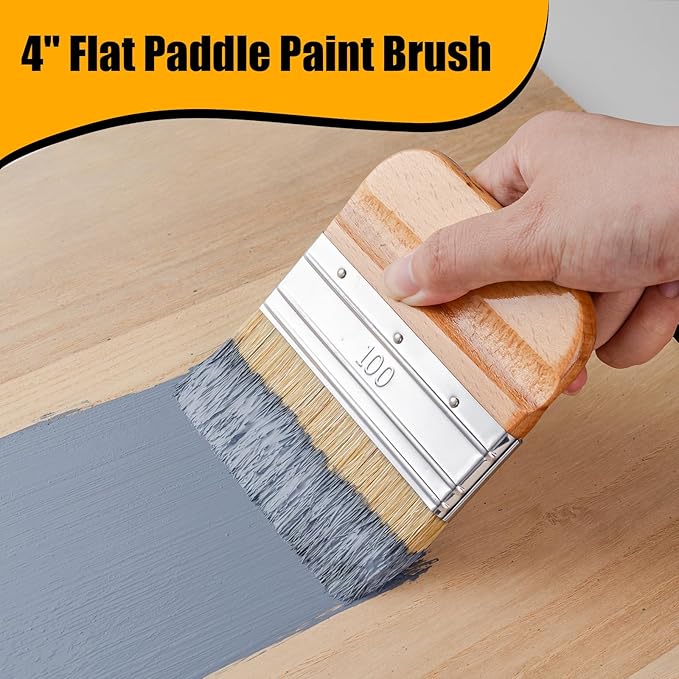 Chalk Paint Brushes Set of 4, Wax Brushes, Flat Pointed and Round Brush with Natural Bristles for Chalk Paint and Wax, Perfect for Painting or Waxing Furniture, Ideal for Home Decor