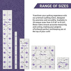 The Quilted Bear Quilting Rulers - Transparent Acrylic Non Slip Quilting, Patchwork & Sewing Ruler with Clear Black Lines & 30, 45 & 60 Degree Angles (3.5" x 18.5")