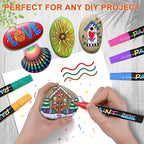 IVSUN Paint Pens Paint Markers, 20 Colors Oil-Based Waterproof Marker Pen Set, Never Fade Quick Dry and Permanent, Works on Rocks Painting, Wood, Fabric, Plastic, Canvas, Glass, Mugs