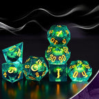 The Moon&Dragon Eye Liquid Core DND Dice Set – Unique Mystery Resin Dice for Dungeons & Dragons – Moon Dice Set for D&D Gifts