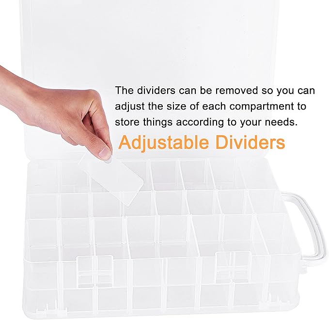 New brothread Double-Sided Storage Organizer/Box with Total 48 Adjustable Compartments, Removable Dividers for Embroidery and Sewing Threads, Embroidery Floss, Needles, Beads, Small Crafts & Toys