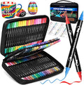 80 Colors Acrylic Paint Pens, Dual Tip Acrylic Paint Markers with Brush Tip and Fine Tip, Acrylic Pens for Rock Painting, Wood, Canvas, Stone, Glass, Ceramic,DIY Crafts Making Art Supplies