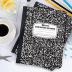 Rosmonde 12 Pack Composition Notebook College Ruled Bulk, 200 Pages (100 Sheets), 9-3/4 x 7-1/2, Hard Cover College Ruled Notebook Bulk, Black Marble Composition Notebook College Ruled, Bulk Notebooks
