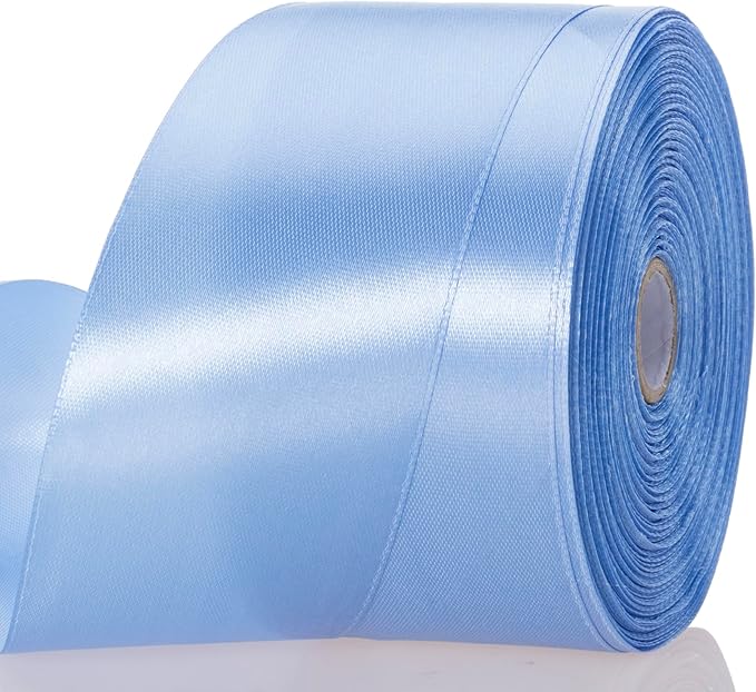 2 Inch Sky Blue Solid Satin Ribbon, 50 Yards Craft Fabric Ribbon for Gift Wrapping Floral Bouquets Wedding Party Decoration