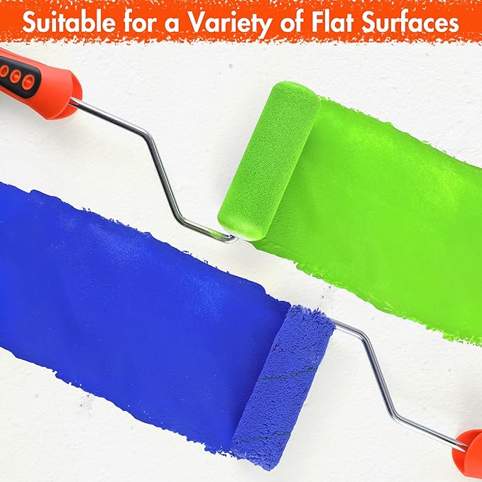 ValueMax Paint Roller Kit, 14-Piece 4 Inch Paint Roller Kit with High-Density Foam Paint Rollers, Microfiber Paint Rollers, Paint Tray for Painting Cabinets, Doors, Craft Work