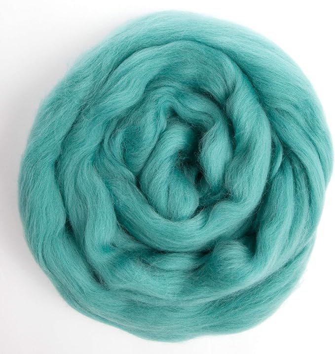 Desert Breeze Distributing 100% Natural Merino Wool Roving - Premium Combed Top Merino Roving Wool - Tapestry, Spinning, Wet Felting & Needle Felting Supplies - 21.5 Micron - 1oz Color Turquoise Green