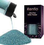 Renfio Ultra Fine Glitter Powder Metallic Resin Glitter 2.11 Oz (60g) PET Flakes Crafts Sequins 1/128" 0.008" 0.2mm Epoxy Chips Flakes for Tumblers Slime Decoration - Azure