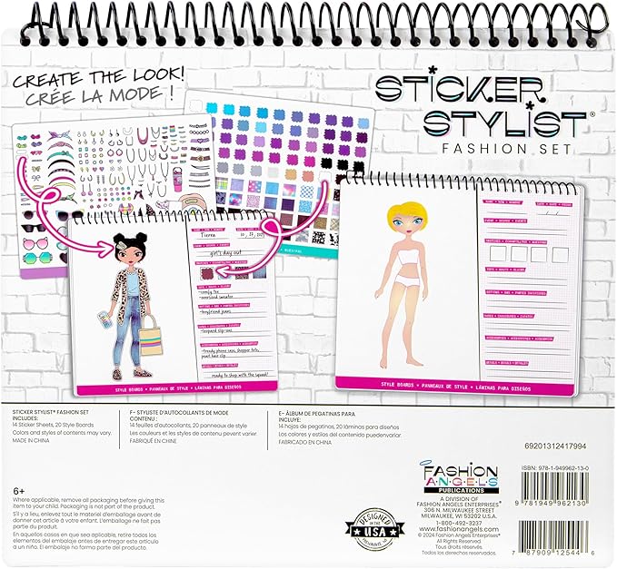 Fashion Angels Sticker Stylist 12544, Fashion Design Sticker by Number Activity Book, For Kids 6 and Up