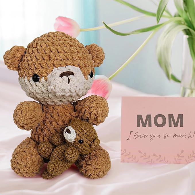 Crochetta Crochet Kit for Beginners, Crochet Starter Kit w Step-by-Step Video Tutorials, Beginner Crochet Kit for Adults Kids Women Men Complete Kit Included (Otter Mom and Baby)